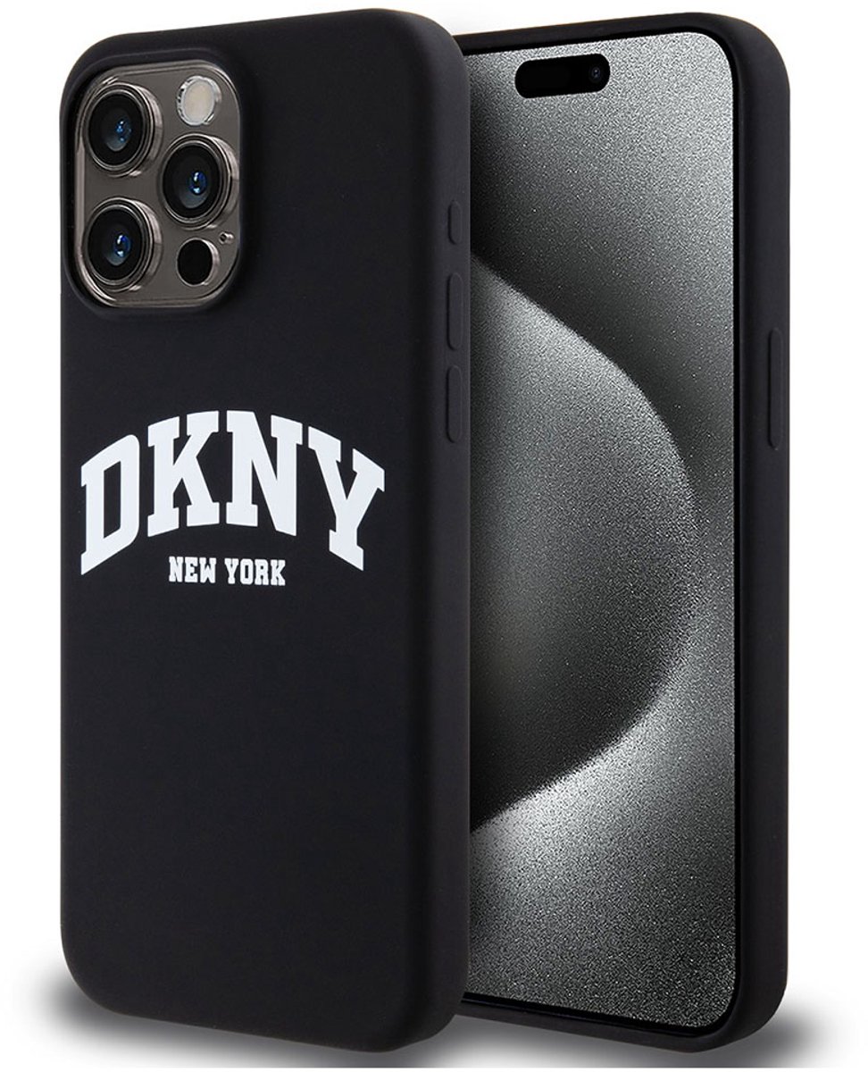 DKNY Silicone Arch Logo Back Case (MagSafe Compatible) - Geschikt voor Apple iPhone 14 Pro (6.1") - Zwart