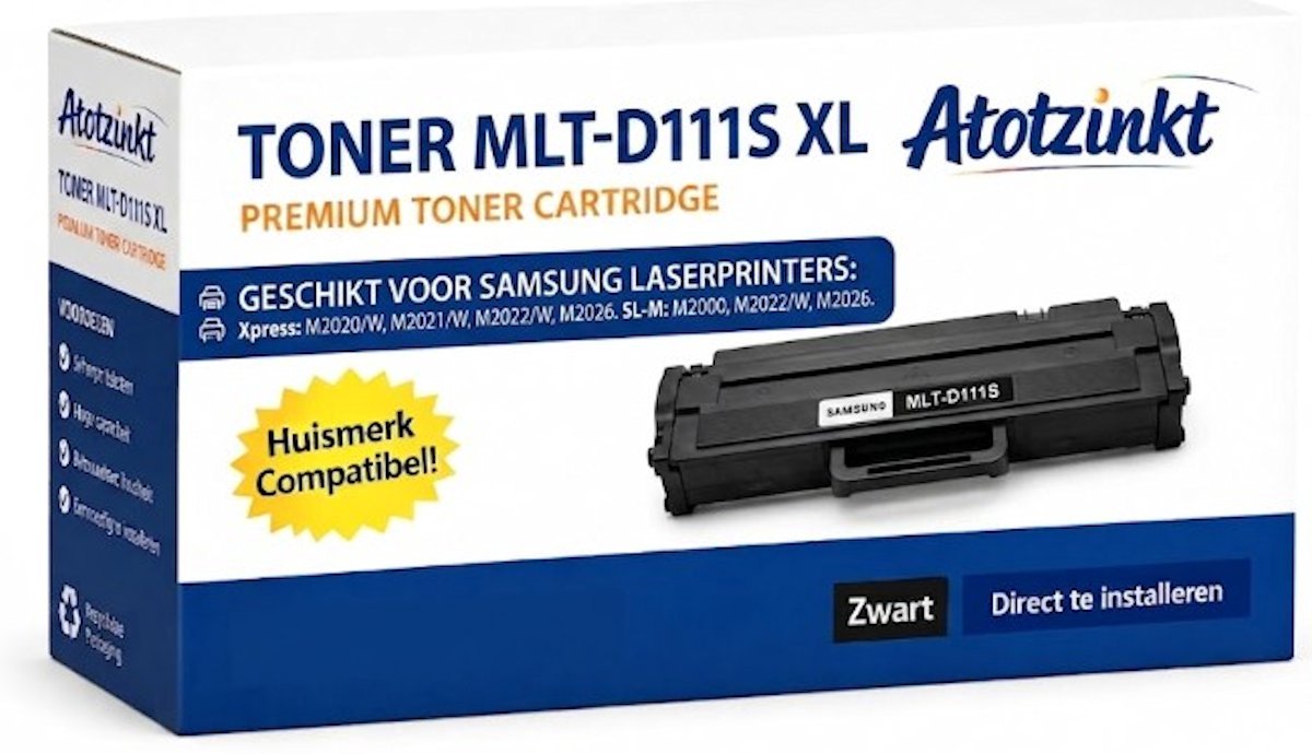 AtotZinkt huismerk 1x Samsung MLT-D111S XL laser toner -compatibel-met-samsung-mlt-d111s-xpress-m2020-m2020-w-m2021-m2021-w-m2022-m2022-w-m2026-sl-m2000-serie-sl-m2022-sl-m2022-w-sl-m2026