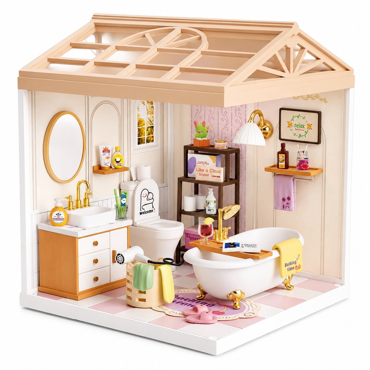 Dreamy miniatuurhuisje Badkamer met ledlamp 101 onderdelen DIY Modelbouw Knutselen