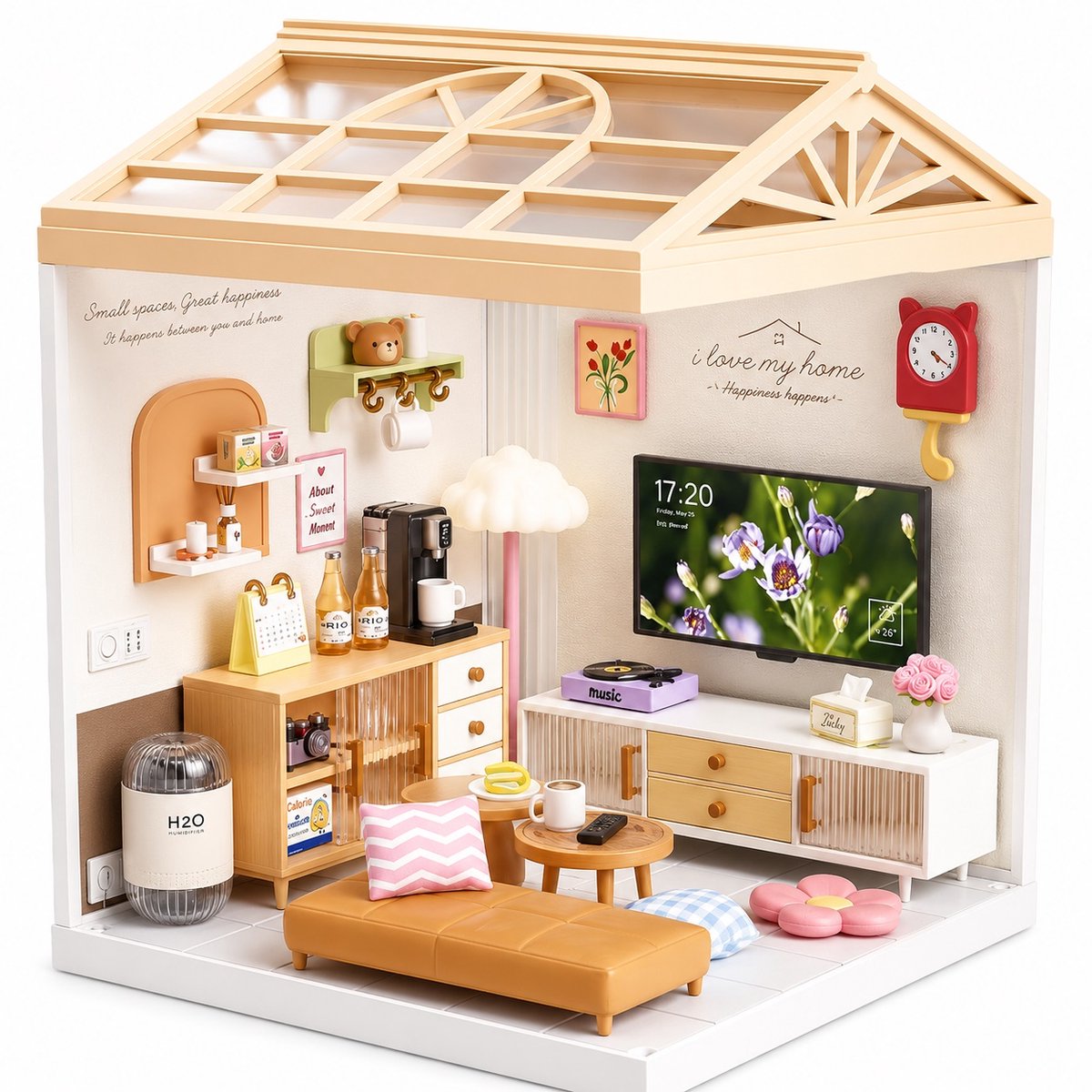 Dreamy miniatuurhuisje Woonkamer met ledlamp 92 onderdelen DIY Modelbouw Knutselen