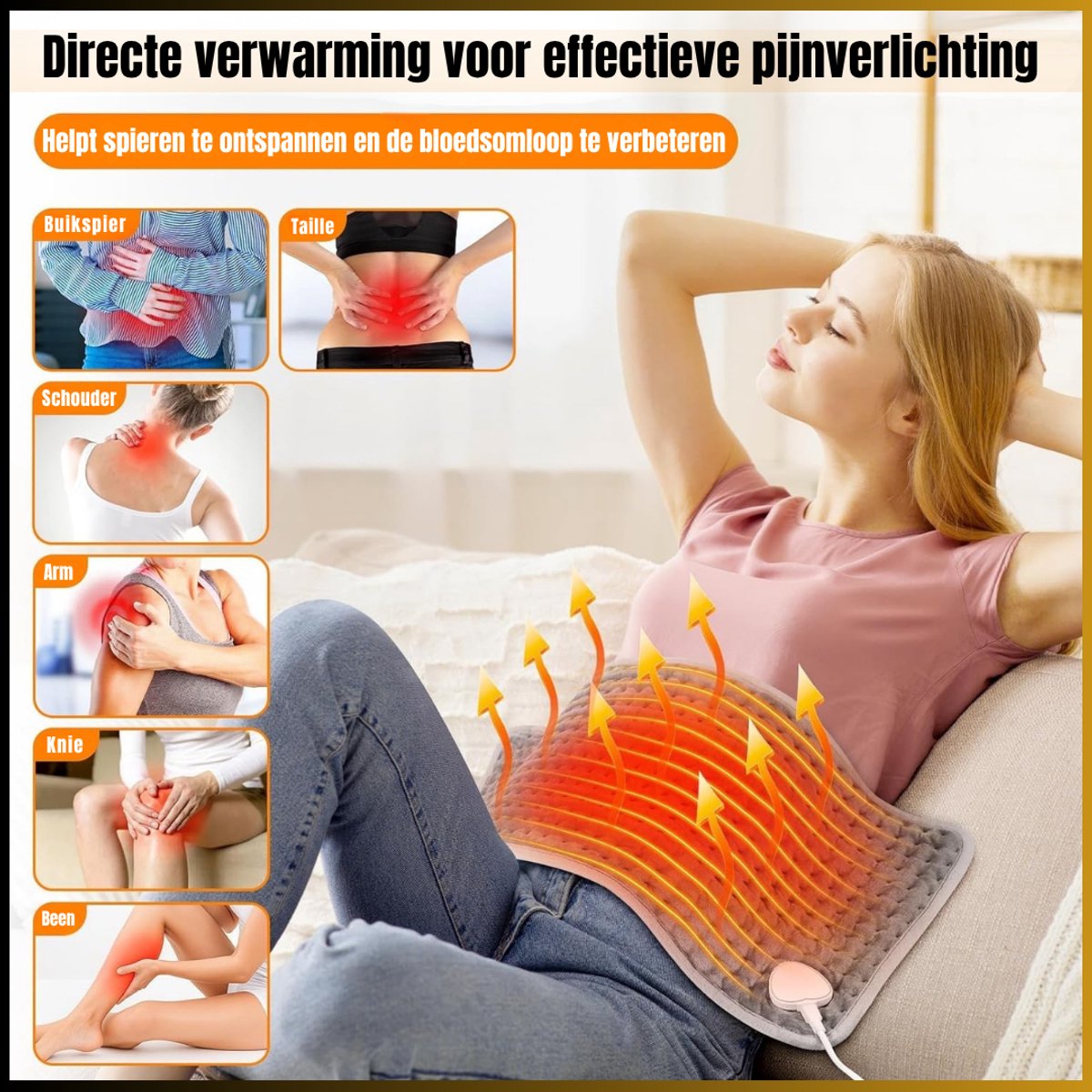 SVN® Warmtekussen Elektrisch - Warmtekussen - Warmtedeken - 9 verwarmingsstanden - Grijs - 60cm x 30cm x 1cm — cadeau in Verzorging - foto 4