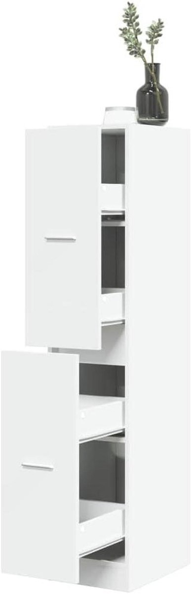 Apotheekkast - Opbergkast - Spullen Organiseren - Stevig multiplex - 30x41x1445 cm - Wit