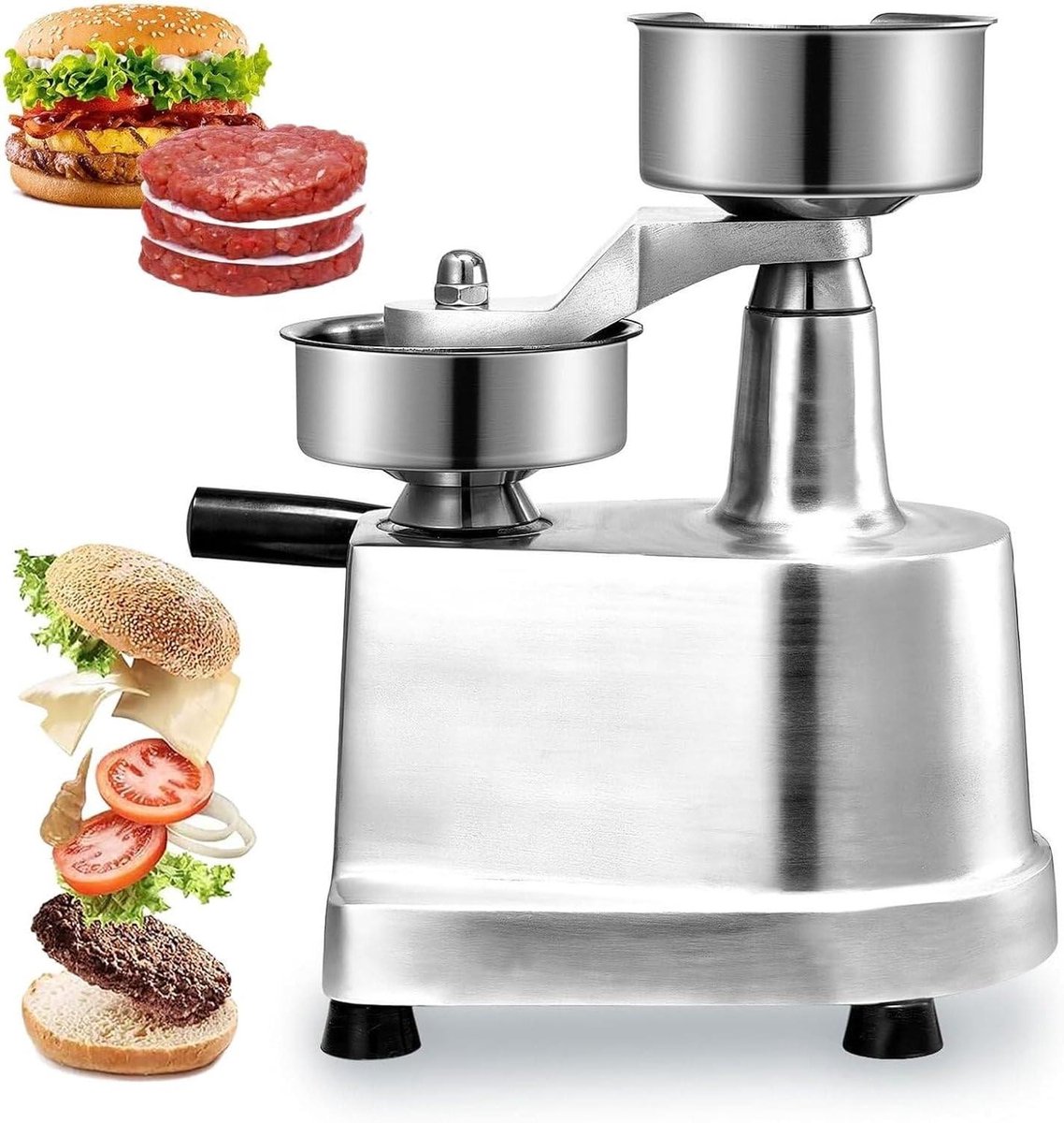 Burger Patty Maker - Vlees Vormer - Hamburger Maken - Commerciële Keuken - 100-150mm - Zilver