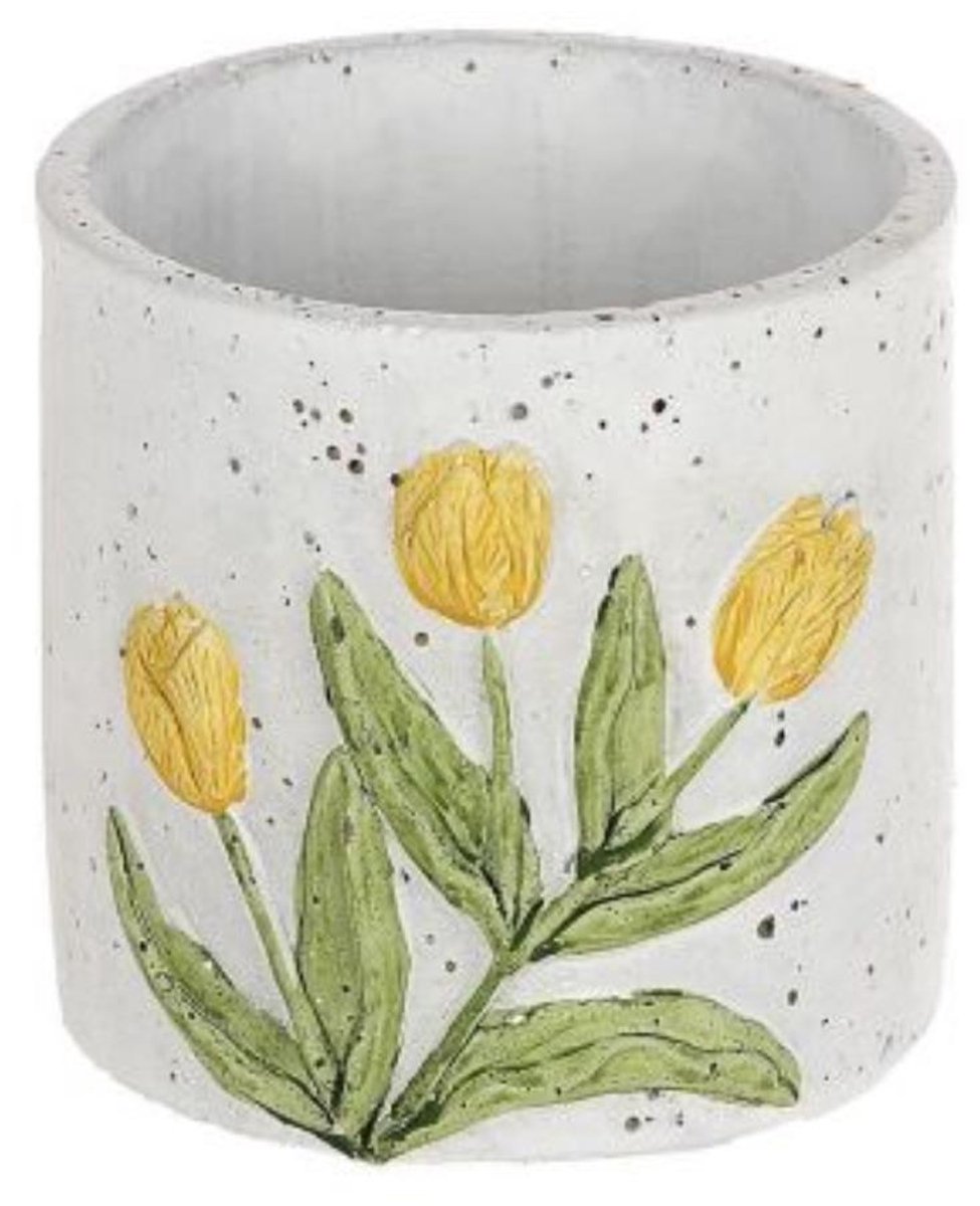 HBX natural living bloempot tulp geel kunststof decoratie Ø1