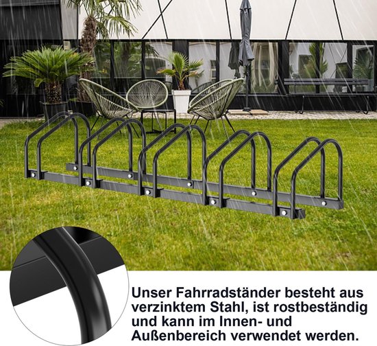 fietsenrek grond - voor 5 fietsen - tot 60 mm banden - zwart — afbeelding 4