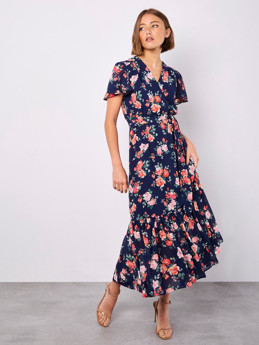 Painterly Roses Wrap Maxi Dress