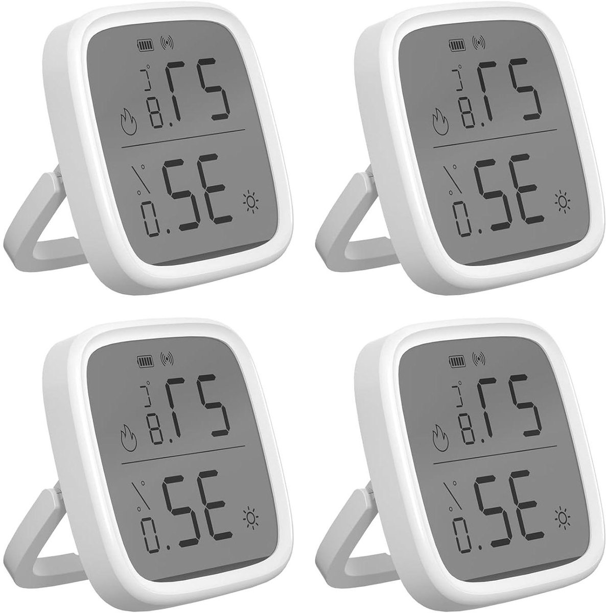 Temperatuur Vochtigheidssensor - Hygrometer Thermometer - Realtime Monitoring - Hoge Nauwkeurigheid 5 Sec - 4 stuks - Wit