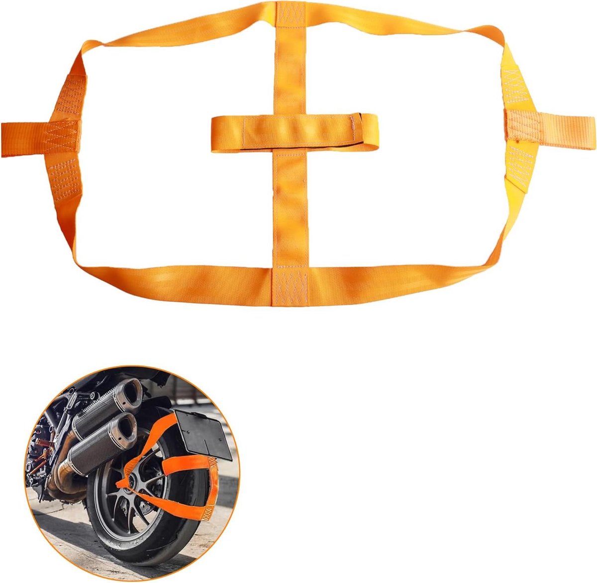 Sjorbanden Motorfiets - Bevestigingsriemen Wiel - Vervoer Vastzetten - Duurzaam Polyester - Universeel - Oranje