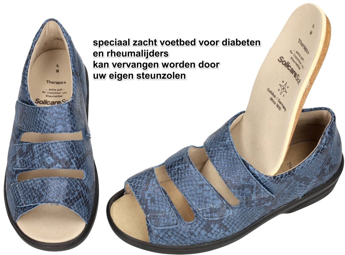 Solidus -Dames - blauw - sandalen - maat 36.5