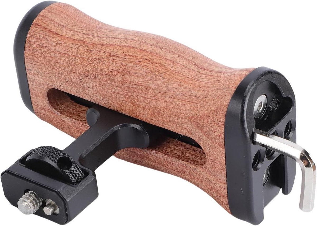 Camera Houten Zijhandgreep - Ergonomische Cameragrip - Stabiel Filmen - Verstelbaar Ontwerp - 11 x 11 x 7 cm