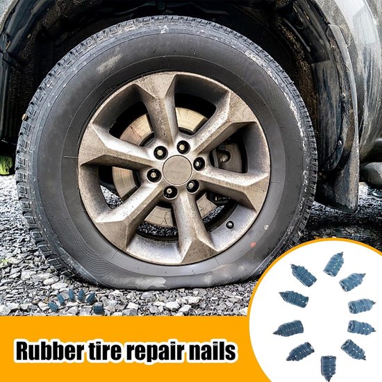 Bandenreparatieschroeven - Lekke band reparatie - Reizen buitenshuis - Zelfklevende rubberen stop - 100 stuks - Zwart — afbeelding 3