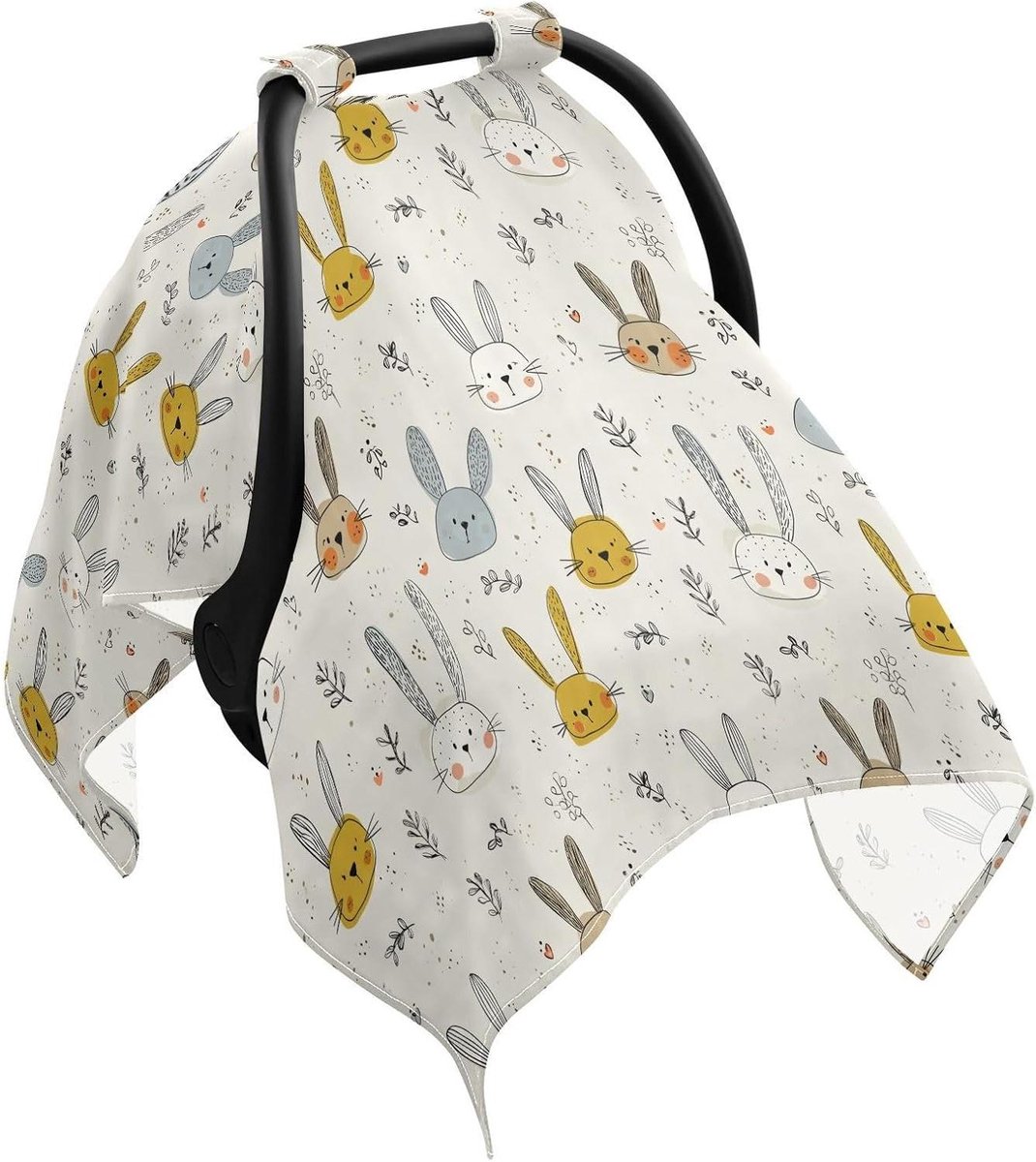 Kinderwagen Zonnescherm - Wandelwagen Cover - Baby Beschermen - UV-Bescherming - 120 x 90 cm - Konijntjes Cartoon