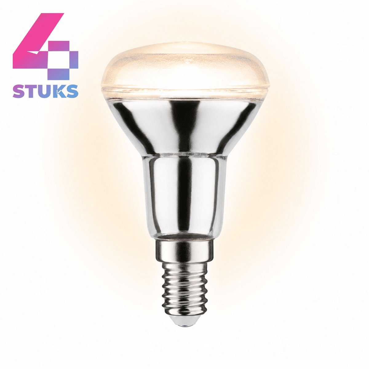 4x Reflector Gloeilamp E14 - 25W - Warm Wit Licht (2700K) - 150 lm - 1 jaar - Dimbaar - R50