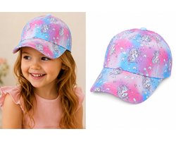 Unicorn Kinderpet – Roze/Blauw – Verstelbare Pet voor Meisjes – Maat 52 – 2-4 Jaar