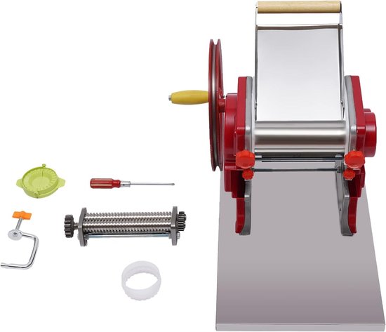 Handmatige pastamachine van roestvrij staal voor verse pasta, deegmachine voor 5-10 personen, instelbare dikte 0,5-5 mm — afbeelding 5