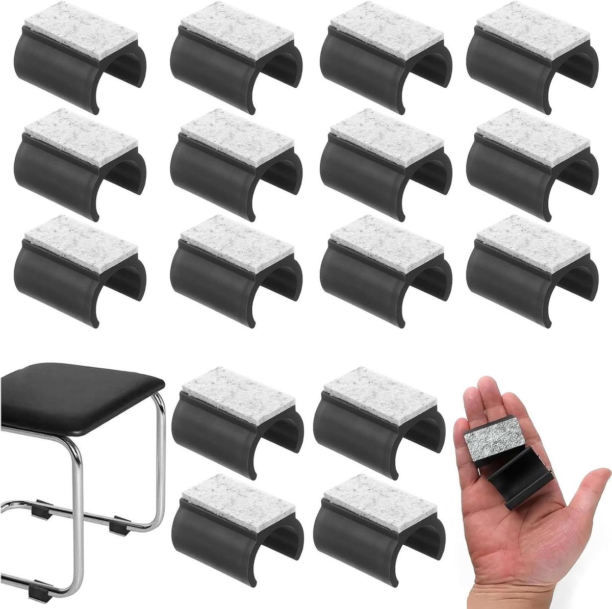 Stoelglijders Vilt - Viltdoppen Meubels - Vloer Beschermen - Geluidsdempend Effect - Ø 22 mm - Grijs