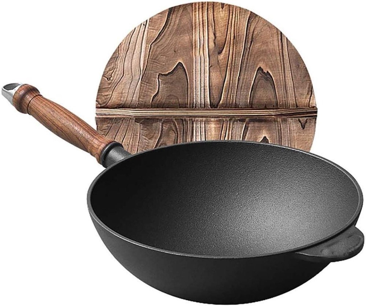 Gietijzeren Wokpan - Koekenpan Wok - Gezond Koken - Vooraf Ingebrand - 26 cm - Niet gespecificeerd