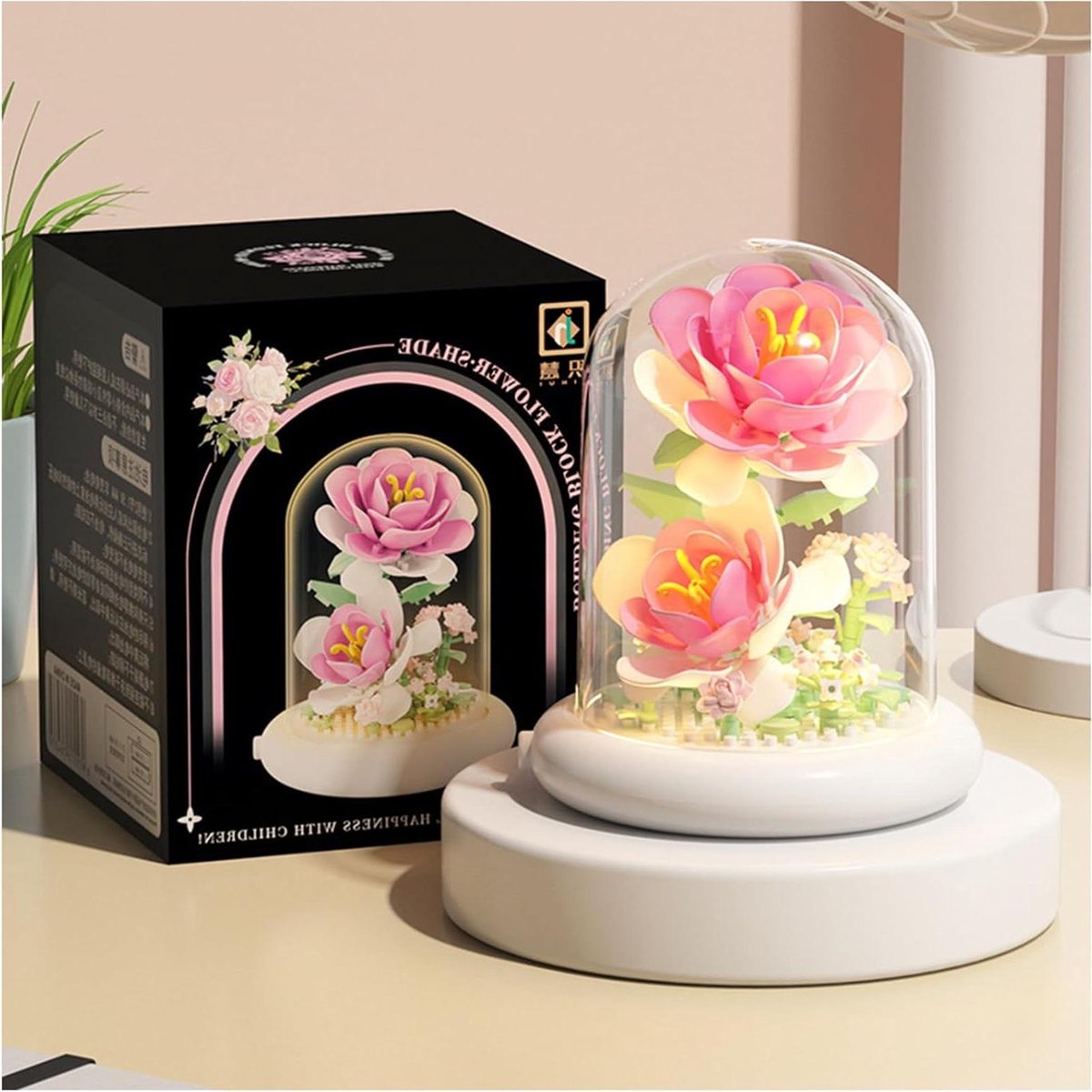 Bloemen Bouwstenen - Bloemen Speelgoed - Decoratie Bouwen - Met LED Licht - Klein - Multic