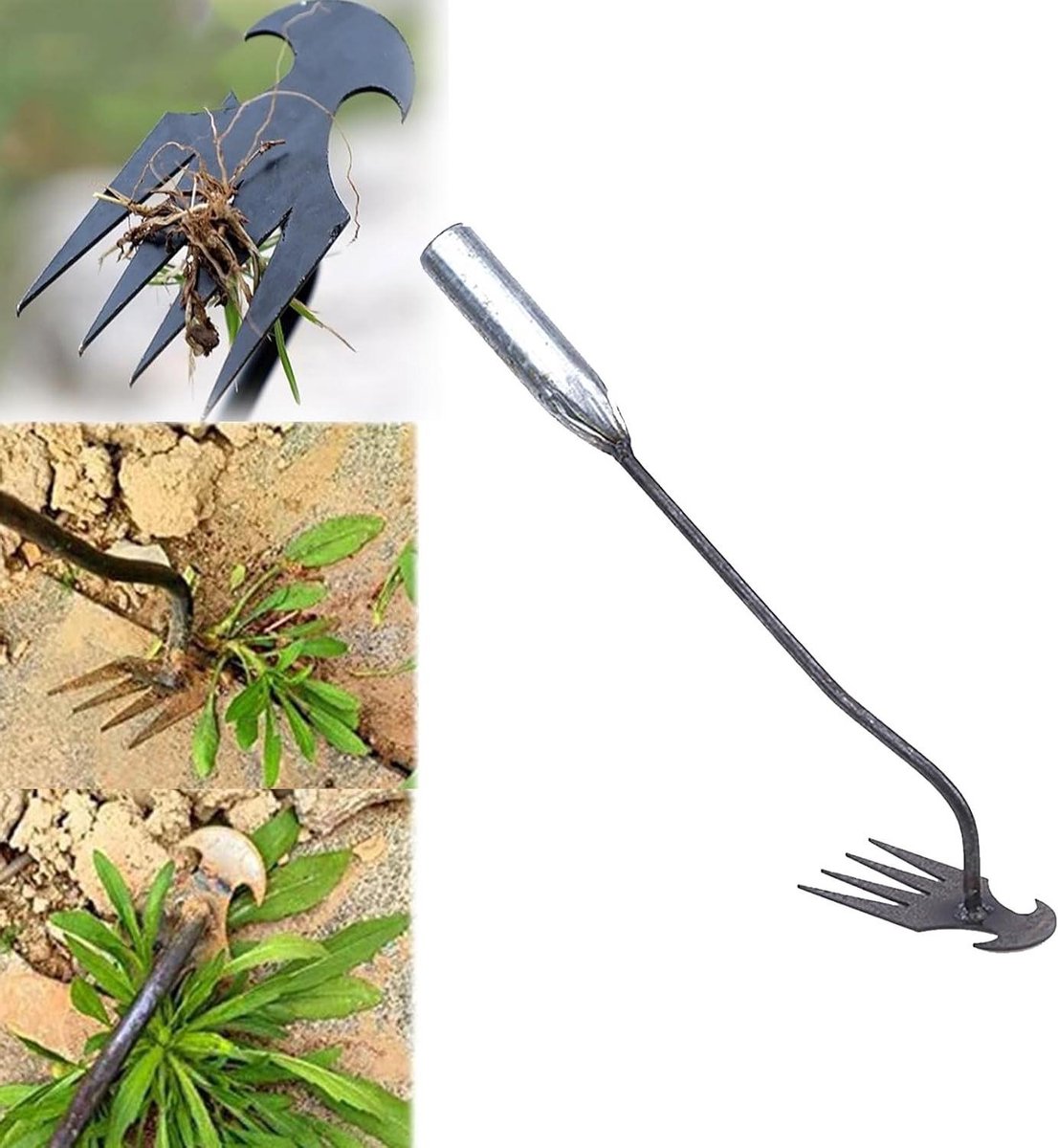 Wortelverwijderaar Tuin - Onkruidsteker Handgereedschap - Onkruid Wieden - Roestvrij Staal Gesmeed - 30 cm Lengte - Zilver