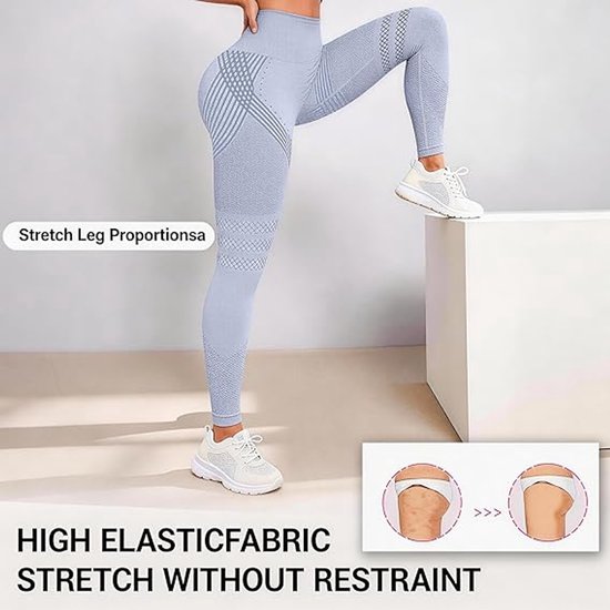 Anti-cellulitis-leggings - sportlegging voor dames - lange compressielegging billen push-up hoge taille ondoorzichtig - yoga pilates sportbroek - 1 stuk-Sportbroek - Lichtpaars - S — afbeelding 3
