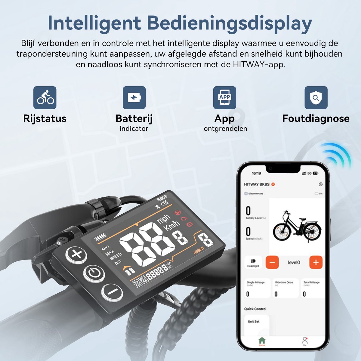 Hitway Elektrische Fiets BK8SL - Trendy 27.5 Inch City Commuter EBike met Afneembare 36V 13Ah Lithium Batterij - Mountain E-Bike met 250W Motor - Damesfiets met App Bediening - IP54 Waterdicht – foto 2