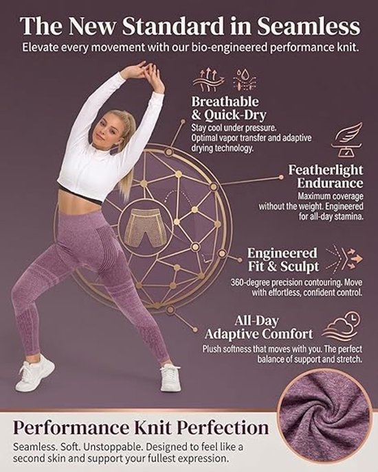 Anti-cellulitis-leggings - sportlegging voor dames - lange compressielegging billen push-up hoge taille ondoorzichtig - yoga pilates sportbroek - 1 stuk-Sportbroek - Roze - XL — afbeelding 2