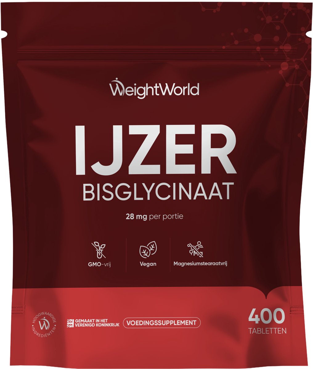 WeightWorld IJzer tabletten - 28 mg IJzer Bisglycinaat - 400 mini-tabletten voor 6+ maanden - Gemaakt in het VK - Vegan