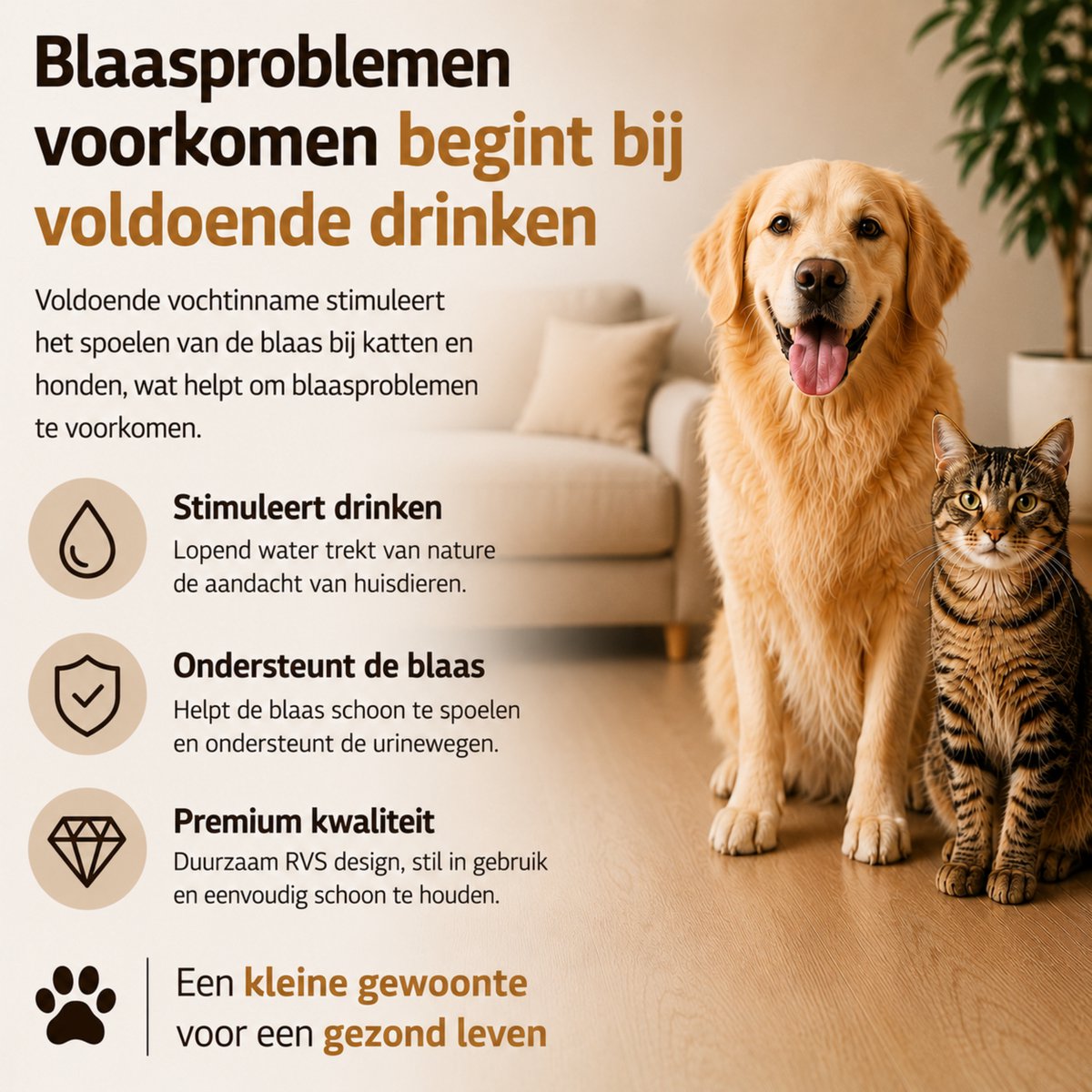 Pawdore Drinkfontein Kat en Hond - Kattenfontein 2.2L - Waterfontein Kat RVS - Incl 5 Filters en Cleaning Tool - Fluisterstil thumbnail 5