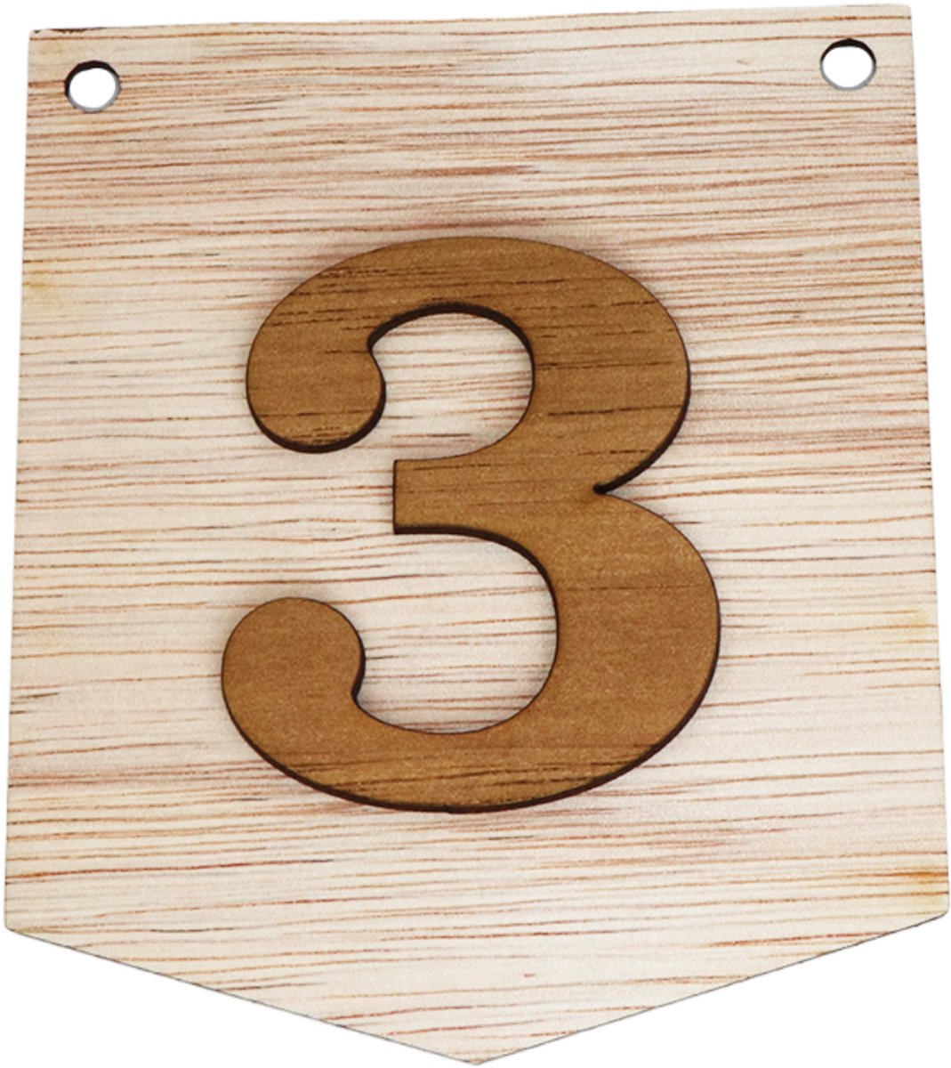 3D Houten Cijfer 3 – Gepersonaliseerde Slingers & Vlaggenlijnen Zelf Samenstellen