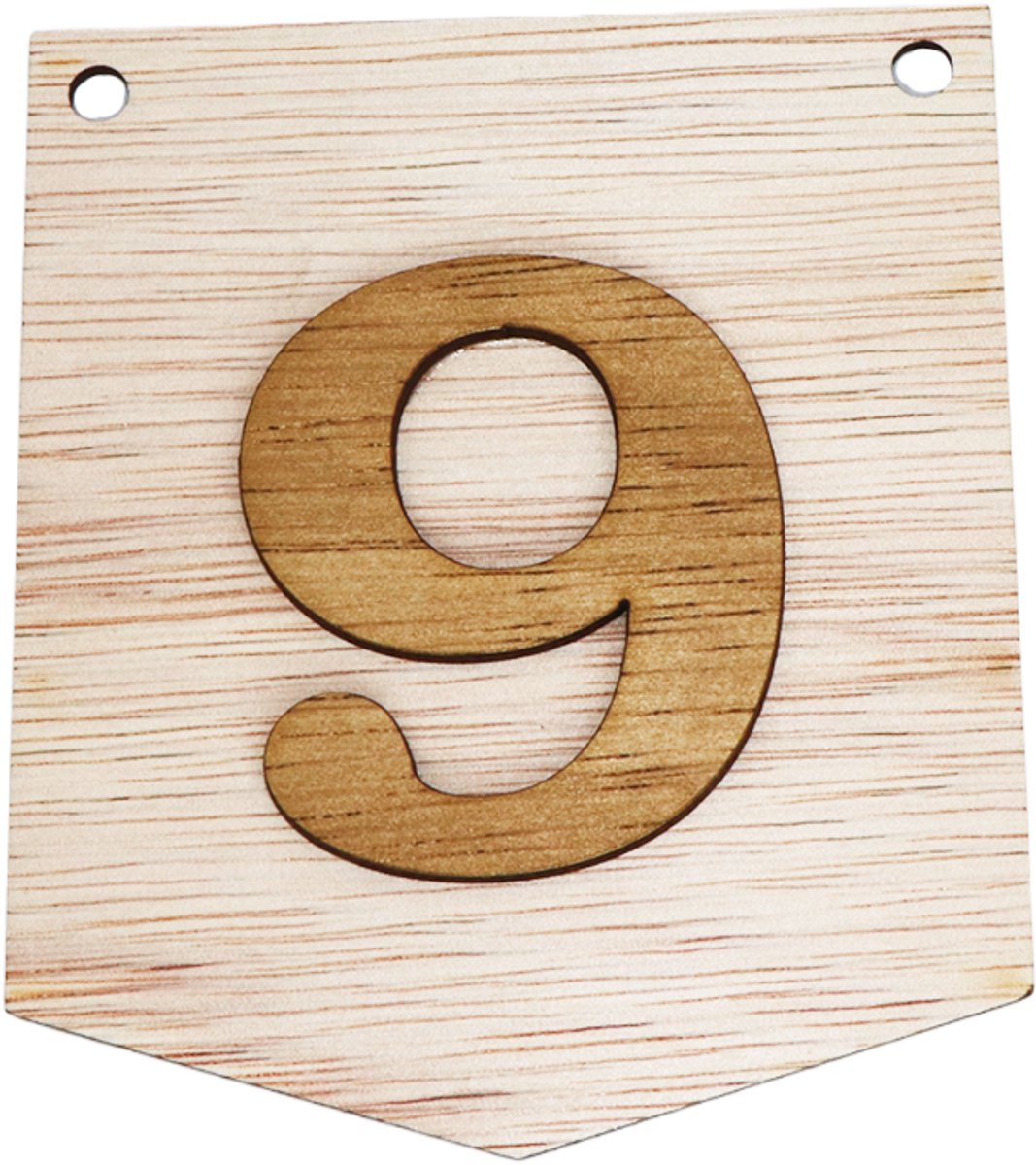 3D Houten Cijfer 9 – Gepersonaliseerde Slingers & Vlaggenlijnen Zelf Samenstellen