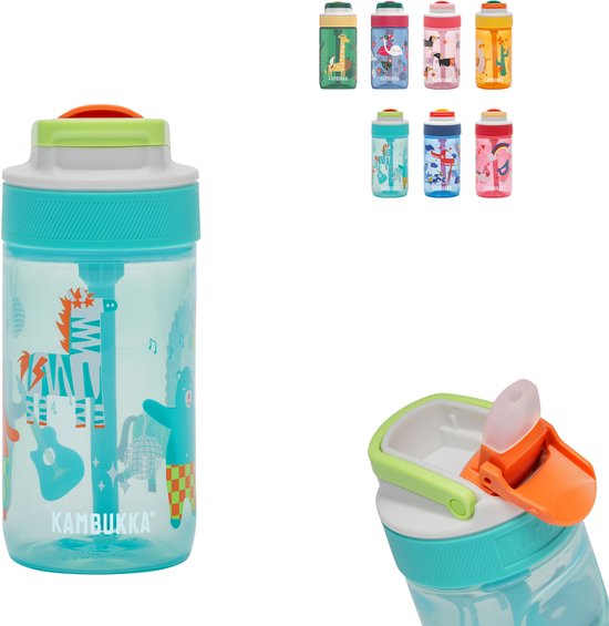 Bouteille pour enfants Kambukka Lagoon 400 ml Disco Zoo - avec paille intégrée - bouteille pour enfants - gobelet pour l'école