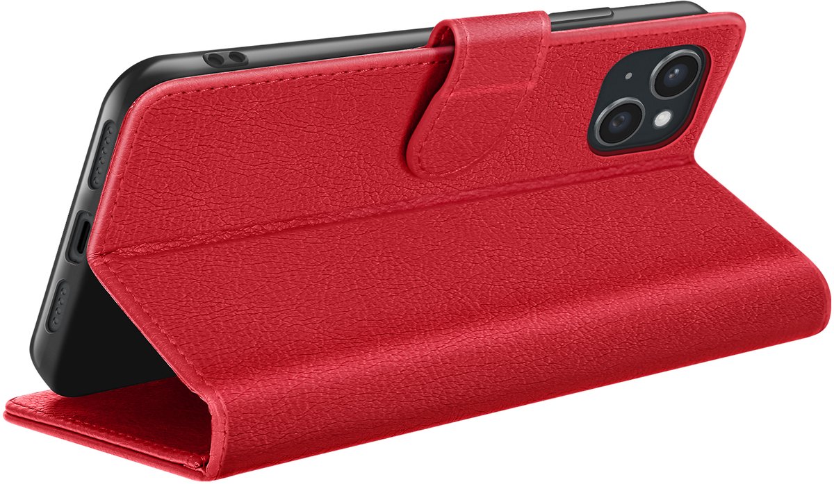Zanae, Hoesje geschikt voor iPhone 15 Plus - Wallet Case & Magneetsluiting, Rood