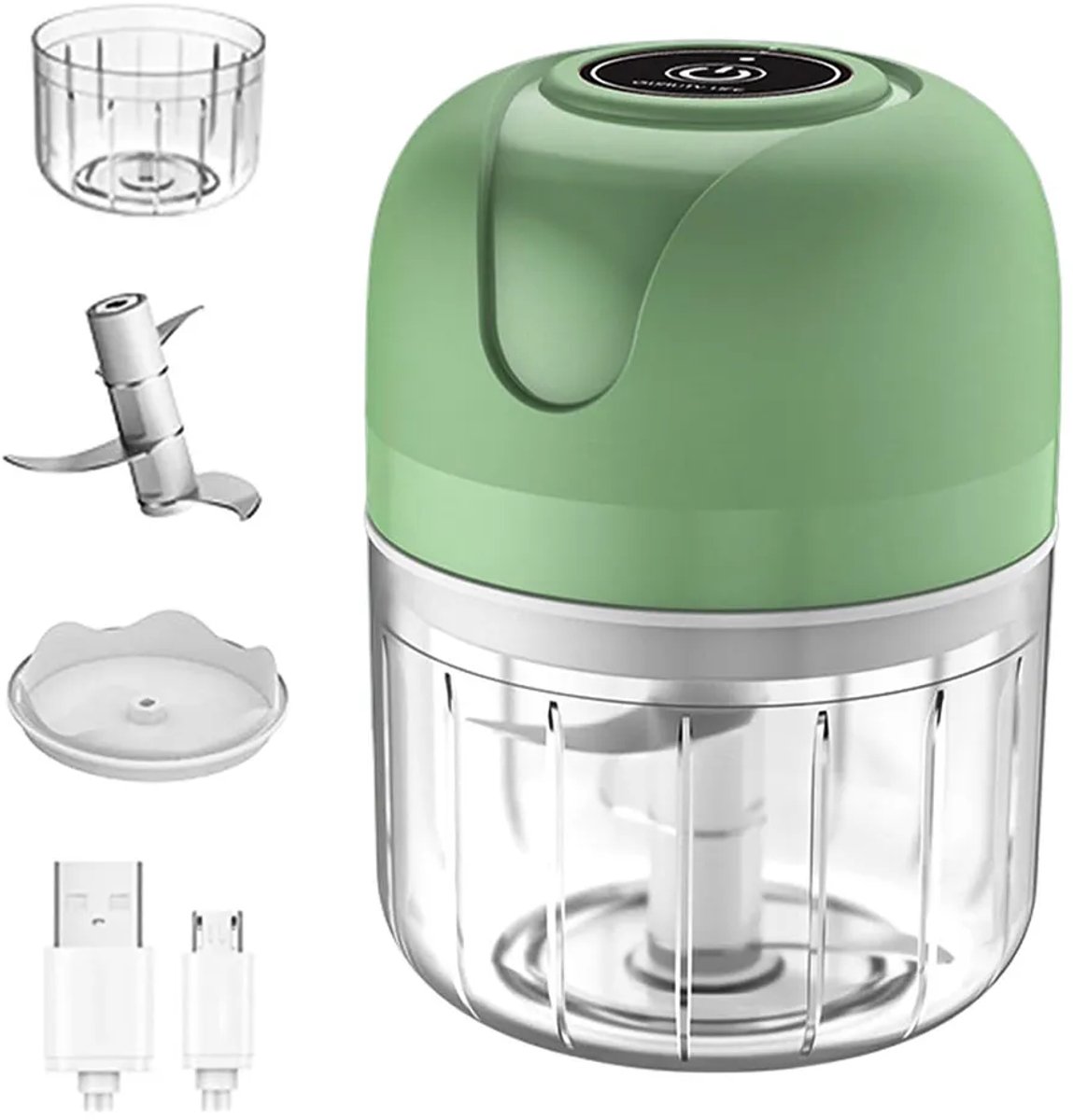 Elektrische keukenmachine, mini-knoflookmaker van 250 ml, groentesnijder, multifunctionele snijder