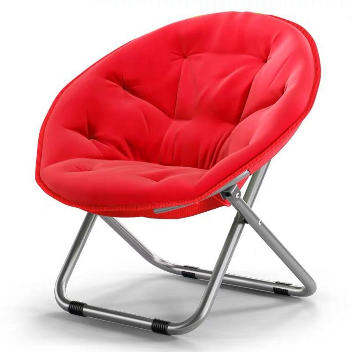 xDays Maanstoel Inklapbaar – Moon Chair – Campingstoel Opvouwbaar – Klapstoel – Vouwstoel – Relaxstoel – Gepolsterd met Kussen – 75x57 cm – Slaapkamer Studentenkamer Woonkamer Balkon Tuin Festival – Rood
