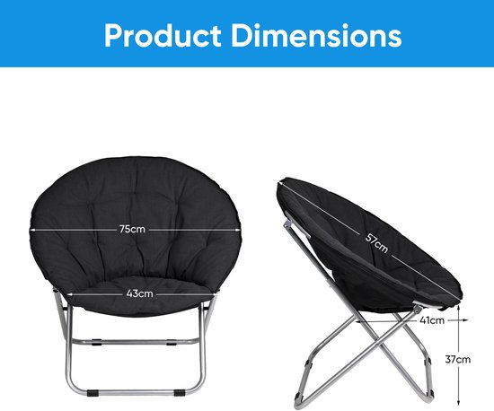 xDays Maanstoel Inklapbaar - Moon Chair - Campingstoel Opvouwbaar - Klapstoel - Vouwstoel - Relaxstoel - Gepolsterd met Kussen - 75x57 cm - Slaapkamer Studentenkamer Woonkamer Balkon Tuin Festival - Roze — afbeelding 4