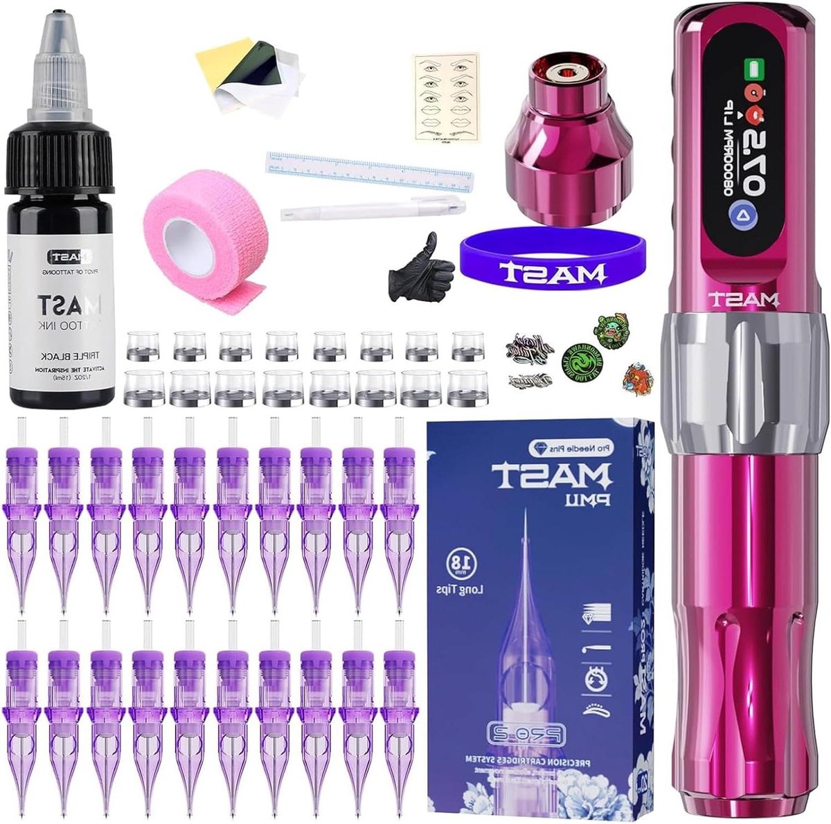 Draadloze tattoo machine - Oefen set - Thuis trainen - Stille rotatiemotor - 910 gram - Zwart