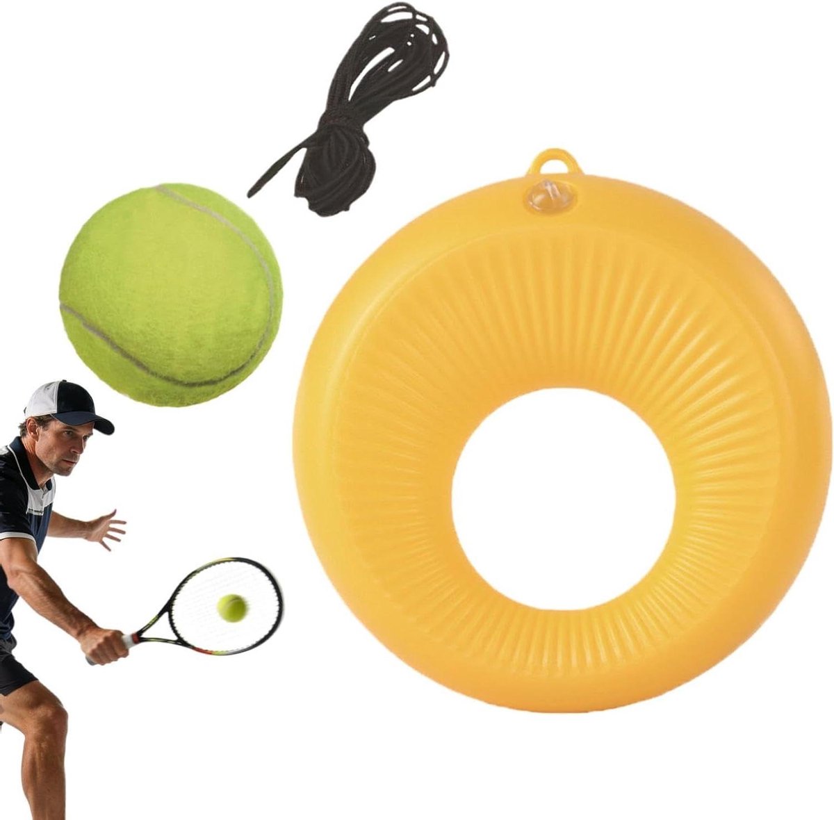 Tennis Rebounder - Tennistrainer Solo - Tennis Oefenen - Stabiele Gewogen Basis - 20 x 21 x 6 cm