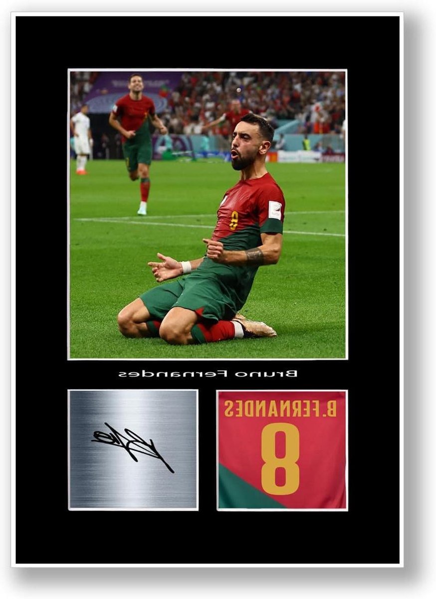 Voetbalspeler Poster - Sport Poster - Muurdecoratie - Gesigneerde Handtekening - A4 formaat - Zwart