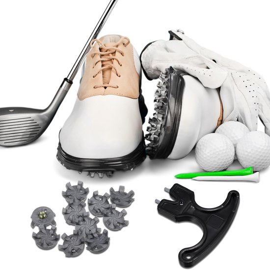 51-delige vervangingsset voor golfschoennoppen met 50 golfschoennoppen, 1 zwarte antislip noppensleutel, metalen schroeven met schroefdraad en M5 diameter vervangingsonderdelen voor cricket. — afbeelding 3
