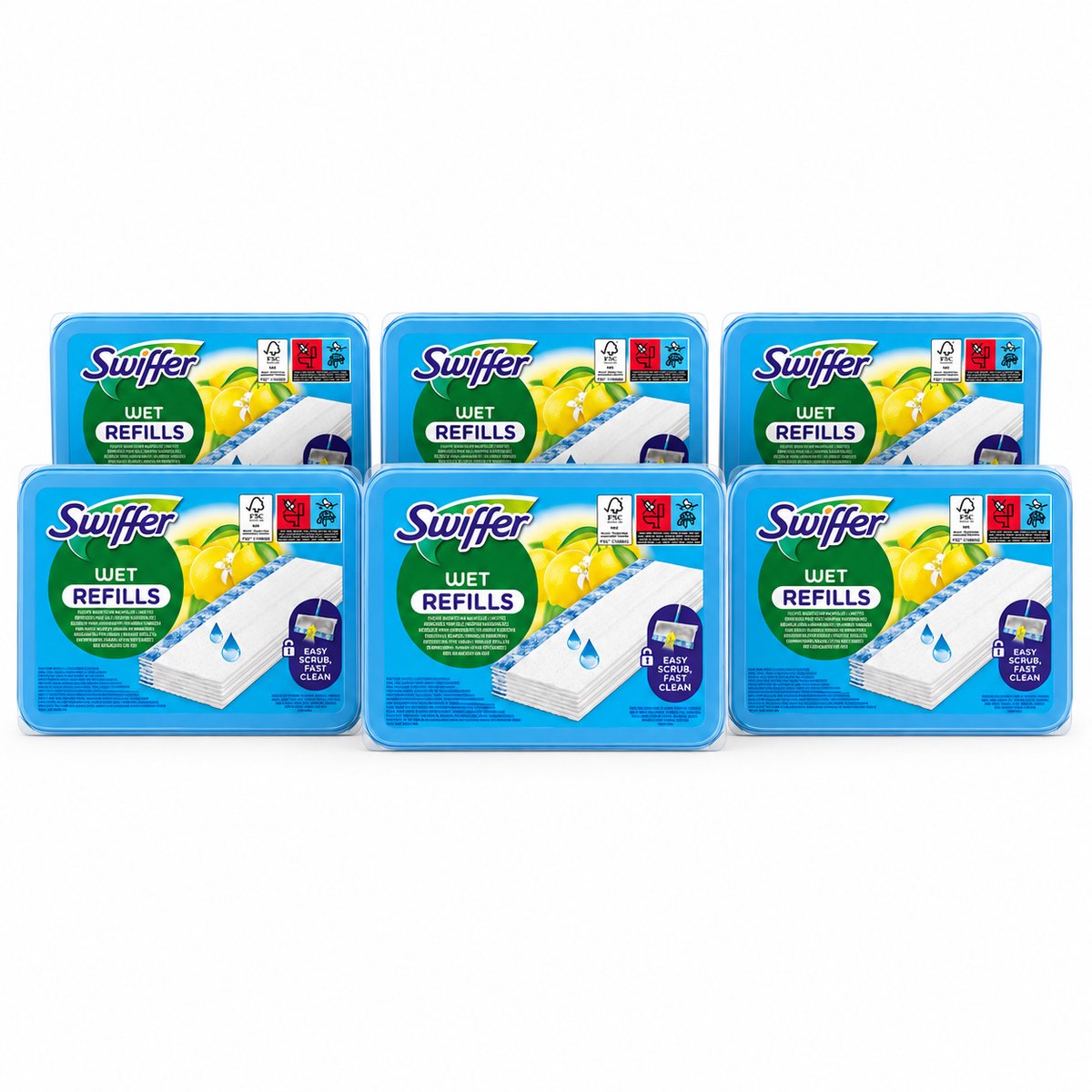 Swiffer Wet Navuldoekjes Citroengeur | 6 x 24 stuks | Vochtige Vloerdoekjes | Voor Harde Vloeren | 144 navullingen