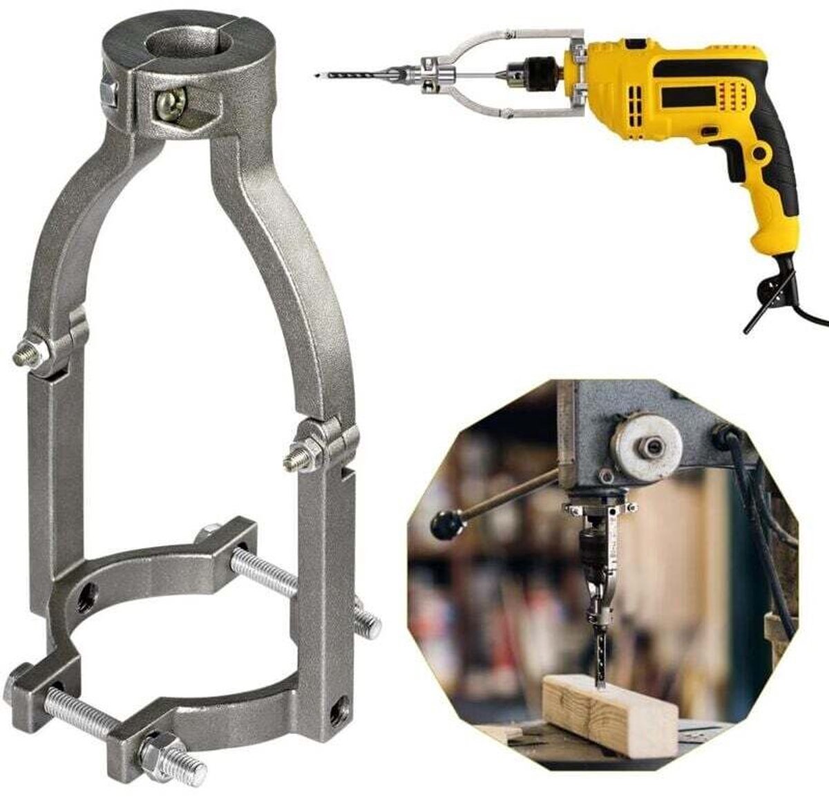 Adapter foret trou carré - accessoire mortaisage pour perceuse colonne - travail du bois - installatie/demontage faciliteit - ambachtslieden en menumakers
