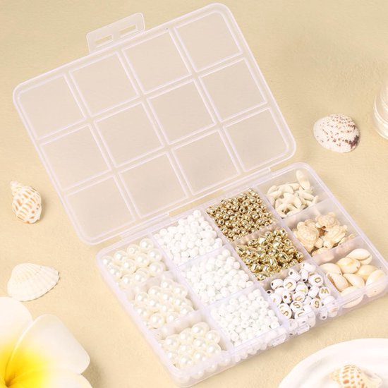 KZQ Kit de perles pour la fabrication de bracelets sur le thème de la plage, perles en forme de coquillage, tortue, lettre et cœur, kit de bricolage pour bijoux pour femmes et filles