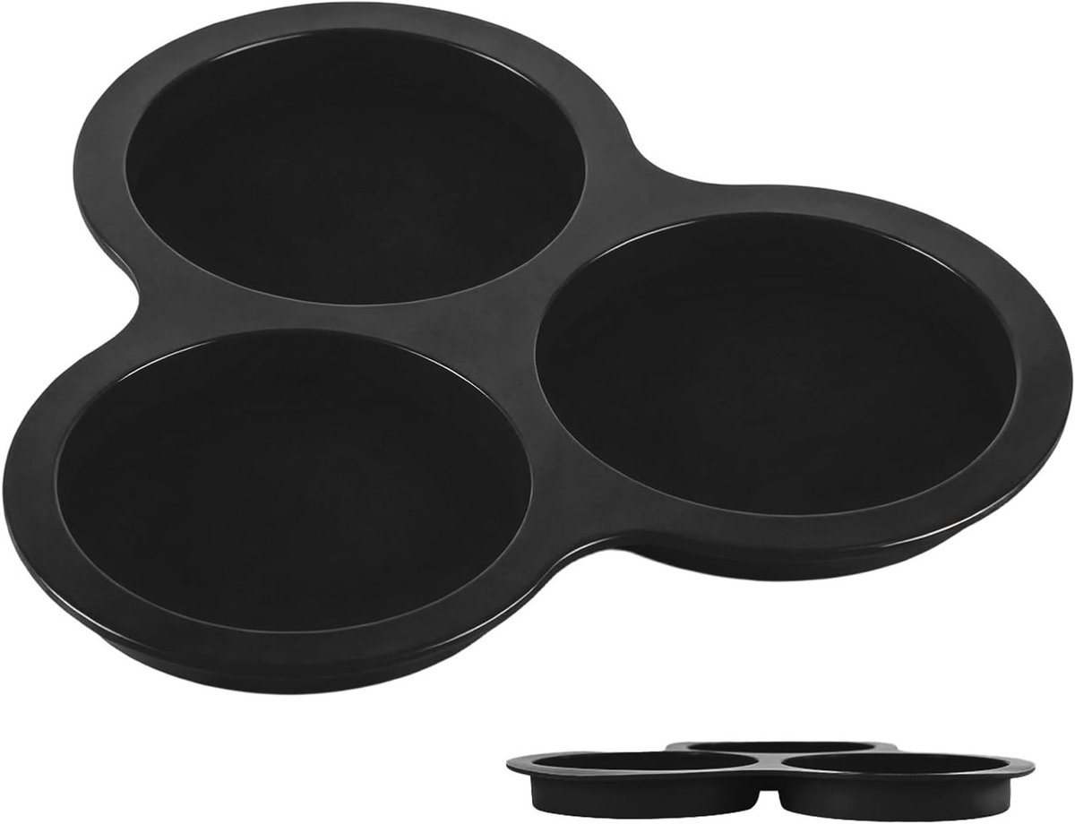 Flexibele Siliconen Mallen - Eierschaal voor Airfryer, Hittebestendig Materiaal voor Kleine Taarten, Ronde 3 Cavity Ontwerp, Keuken Bakvorm Set met Eenvoudige Reiniging, Muffinvorm voor Ontbijt en Nagerechten