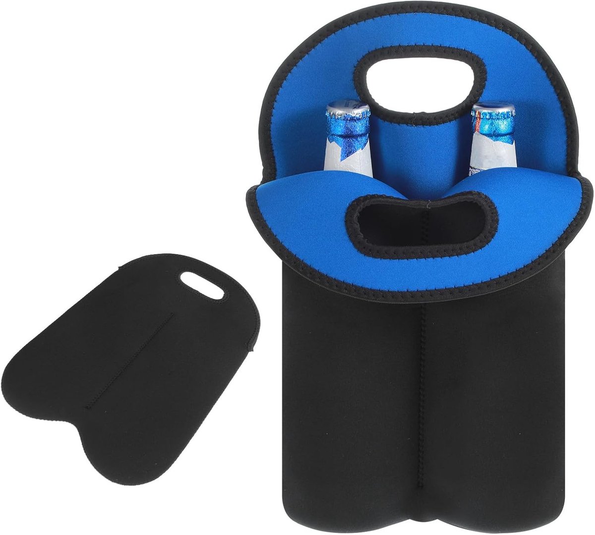 VHV - Wijnkoeler tas - Flessenkoeler - Wijn draagtas - Geïsoleerd - Neopreen - Voor wijnfles en champagnefles - Voor picknick en reizen - 2 items - Blauw