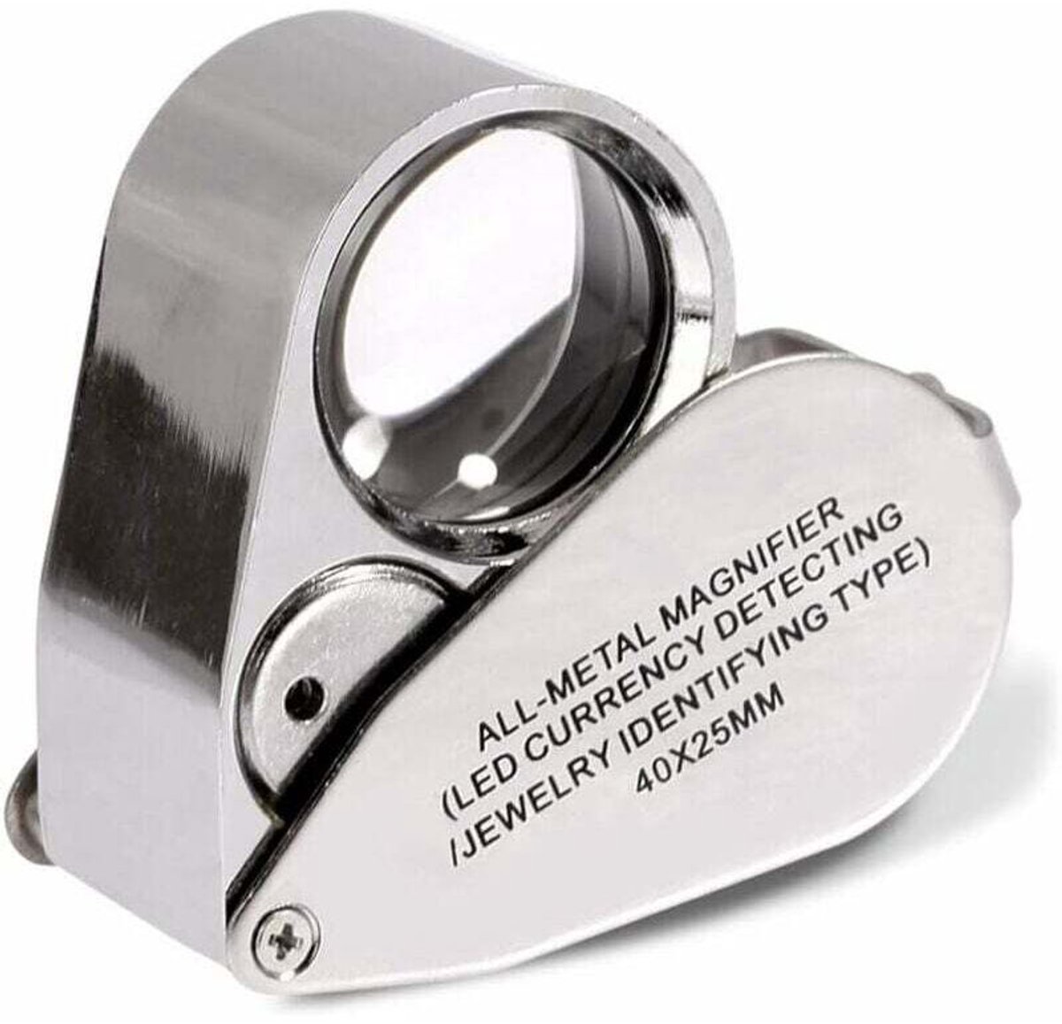 Sieradenvergrootglas - 40x - Opvouwbaar - met LED-verlichting - LED-gelddetector/juweliersvergrootglas