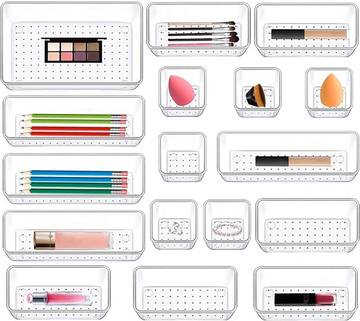 Lade-organizer 17-delig - Opbergsysteem voor make-up, keuken, kantoor en badkamer