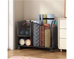 Veloura Fitness Organizer met Yogamat Opbergrek en Verwijderbare Opbergmand 75 x 40 x 25 cm – Luxe ABS Fitness Opslagsysteem voor Yogamatten, Halters en Sportaccessoires – Goud B