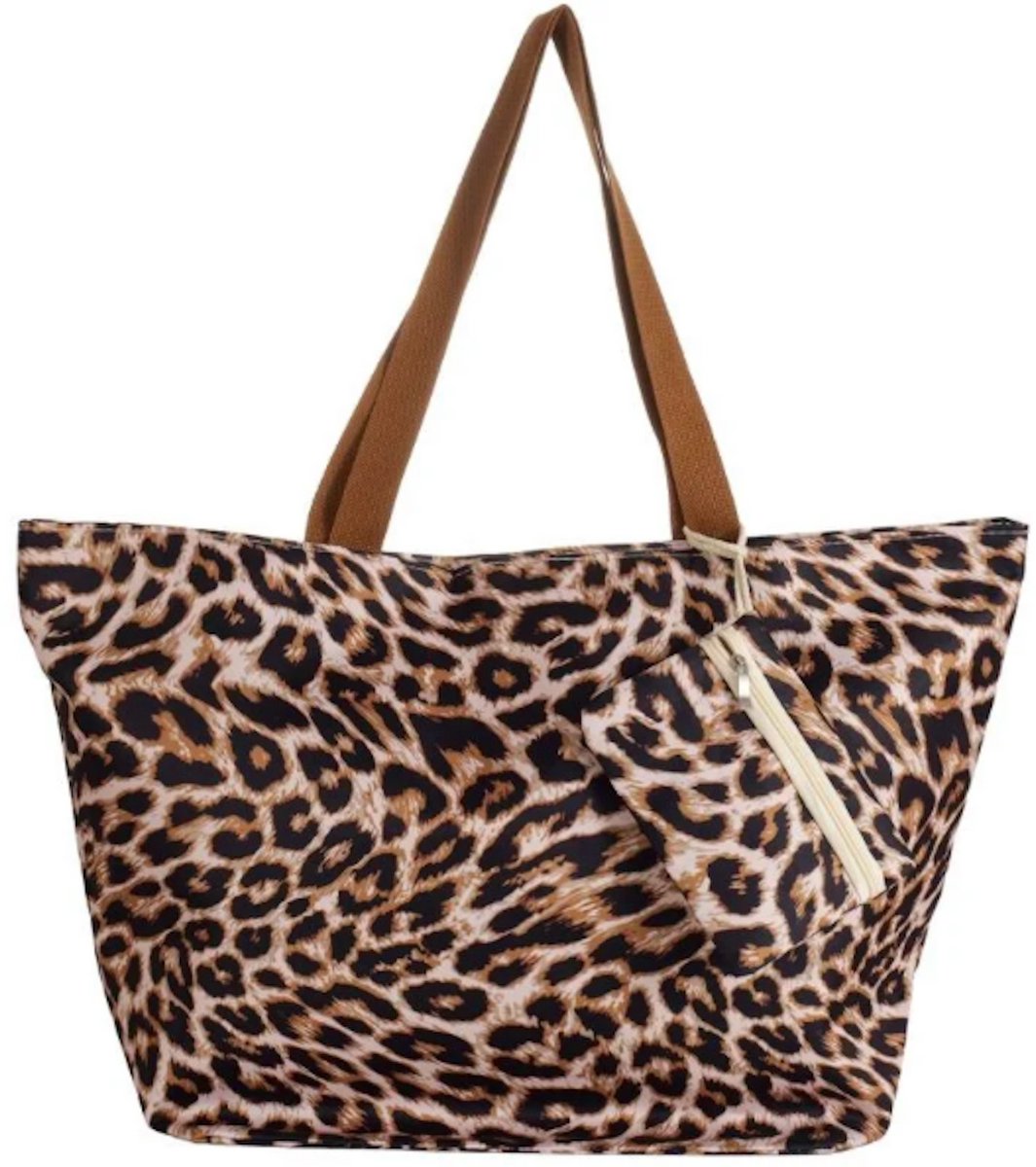 Strandtas luipaard print - 63 x 40 x 25 Centimeter - Beach bag leopard - Ruime shopper, ideaal deze zomer! - Cadeautip - Damesdingetjes