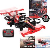 Gear2Play Drive & Fly Drone Racer rood - 2-in-1 Drone die rijdt en vliegt - Incl. Stunt accessoires en oplaadbare batterij
