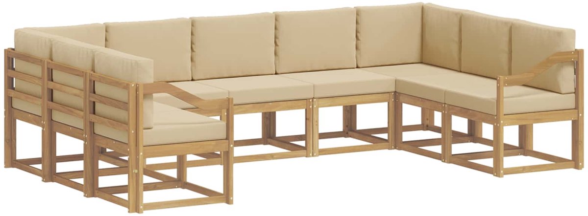 vidaXL Buiten - bank - set - 9 - st - 9-zits - Wit - en - Beige Wit en Beige